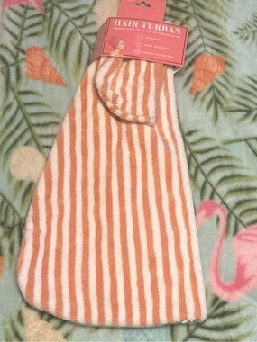 Lindo Hair Turban Towel Wrap Pink White Stripe Super Absorbent NEW